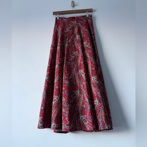 Red Paisley Wool Skirt Vintage